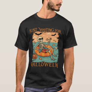 Grappig Summerween Skelet Drijvend In Flamingo Cut T-shirt