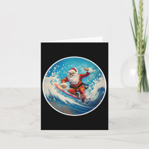Grappig Surfen Kerstman op Surfboard Kerstmis in j Kaart