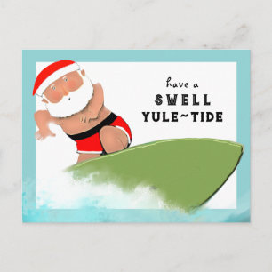 Grappig surfen Kerstmis Feestdagenkaart