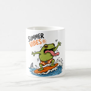 Grappig Surfen Kikker Zomer Vibes T-Shirt Koffiemok