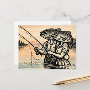 Grappig Surrealistisch Vissend Koppel Briefkaart