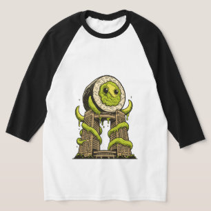 Grappig Sushi Monster Kaiju Stedelijk Aanvalontwer T-shirt