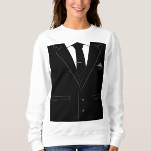 Grappig sweatshirt met zwart zakelijk pak en Strop