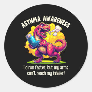 Grappig T-rex astma bewustzijn Ronde Sticker