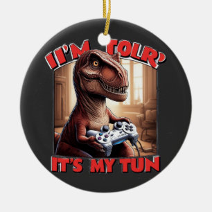 Grappig T-Rex Gamer Citaat Design Keramisch Ornament