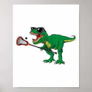 Grappig T Rex Lacrosse Dinosaur Lax Boys Lacrosse  Poster