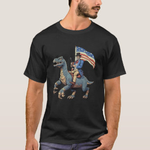 Grappig T-shirt Abe Lincoln Riding A Dinosaur T Re
