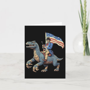Grappig T-shirt Abe Lincoln rijdt op een dinosauru Kaart