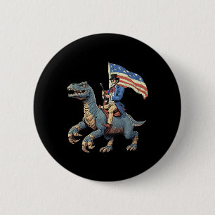 Grappig T-shirt Abe Lincoln rijdt op een dinosauru Ronde Button 5,7 Cm