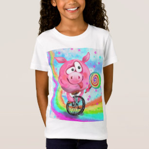 Grappig T-Shirt Circus Acrobat Varken met Lollipop
