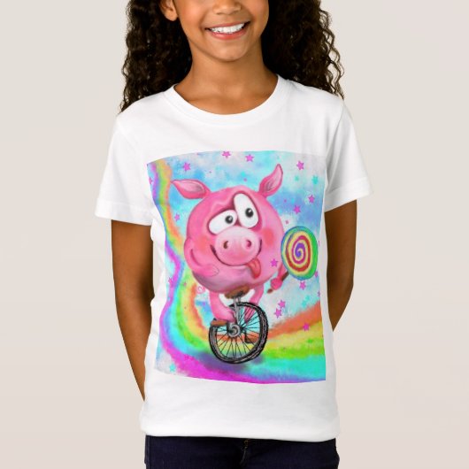 Grappig T-Shirt Circus Acrobat Varken met Lollipop (Voorkant)