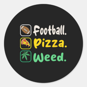 Grappig T-shirt Football Pizza Weed Voor Liefhebbe Ronde Sticker
