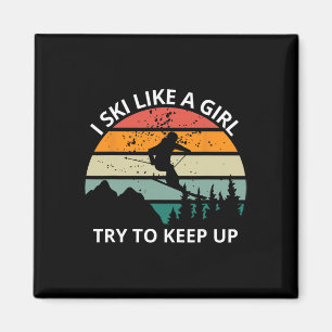 Grappig T-shirt Ik Ski Als Een Meisje Probeer Bij  Magneet