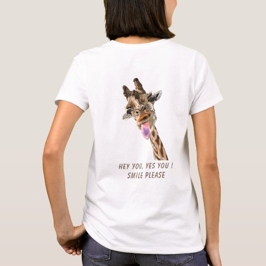 Grappig T-shirt met afspeelbare Giraffe - aangepas (Achterkant)