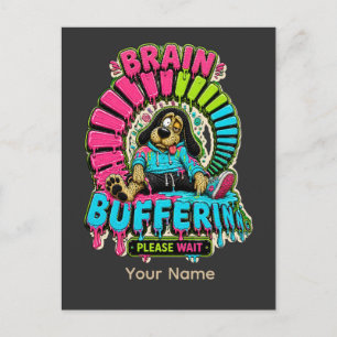 Grappig T-shirt met 'Brain Buffering' Briefkaart
