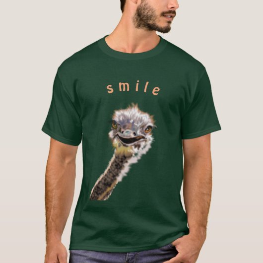 Grappig T-shirt met Happy Struisvogel - aangepaste (Voorkant)