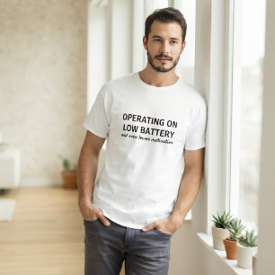 Grappig T-shirt met lage batterij Lazy Motivatie H