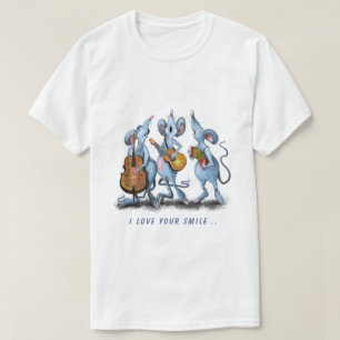 Grappig T-shirt met Muis Muziek Band - Custom Text