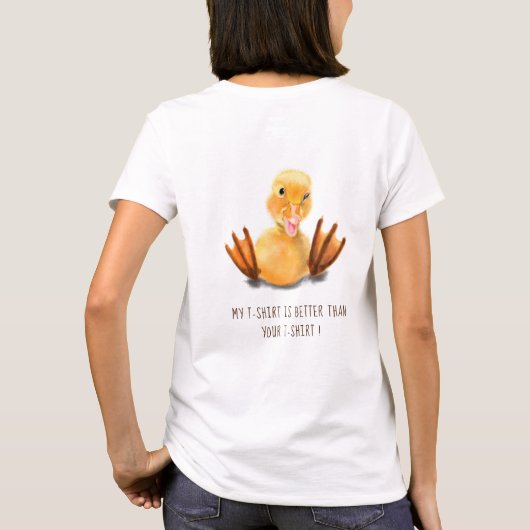 Grappig T-shirt met speelse eend - aangepaste teks (Achterkant)