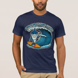 Grappig T-shirt met Surfende Haai voor Mannen & Vr