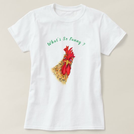 Grappig T-Shirt met Verrassde Haan - Aangepaste Te (Design voorkant)