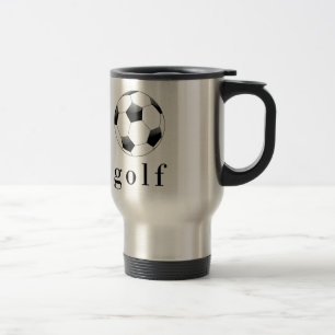 Grappig T-Shirt met Voetbal en Golf Tekst voor Spo Reisbeker