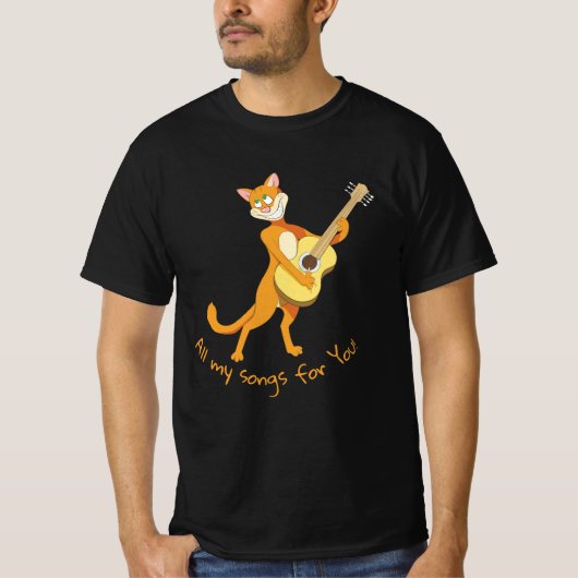 Grappig T-shirt met zingende kat (Voorkant)
