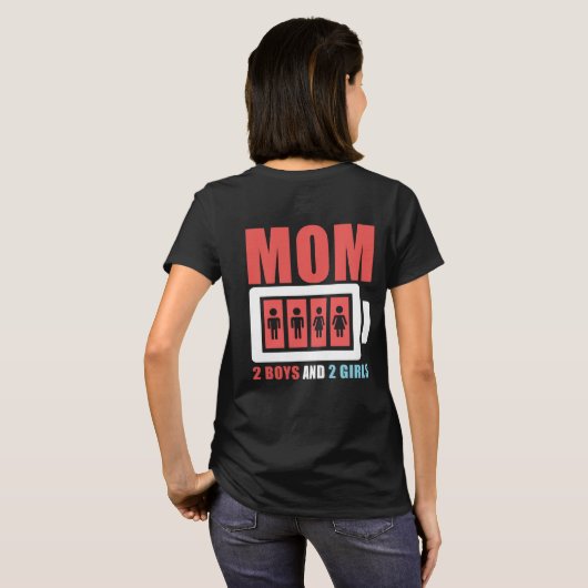 Grappig t-shirt Moeder twee jongens en twee meisje (Achterkant volledig)