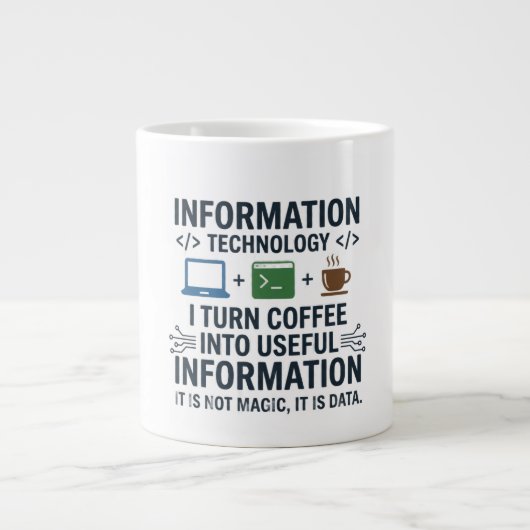 Grappig T-shirt over informatica - Eet Slaap Codee Extra Grote Beker (Voorkant)