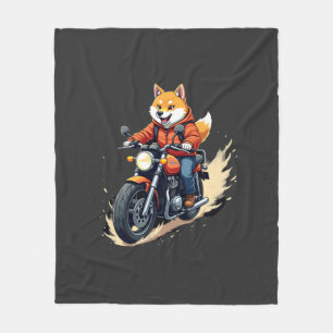 Grappig T-shirt, Shiba Inu, Motorfiets, Hond, Pop, Fleece Deken