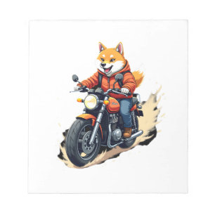 Grappig T-shirt, Shiba Inu, Motorfiets, Hond, Pop, Notitieblok