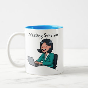 Grappig T-Shirt voor Vergaderingsoverlevenden voor Tweekleurige Koffiemok