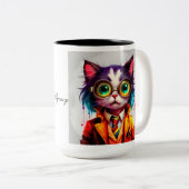 Grappig Tabbykin Detective Agency Tweekleurige Koffiemok (Voorkant rechts)