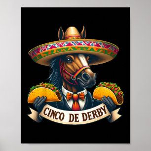Grappig Taco Paardenrenners Vintage Cinco de Der Poster