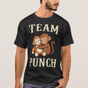 Grappig Team Punch Schattig Aap Knuffel Meme T-Shi T-shirt