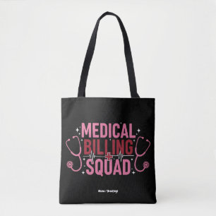 Grappig teamlid medische facturering trots special draagtas
