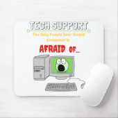 Grappig technische ondersteuning, stuitende comput muismat (Met muis)