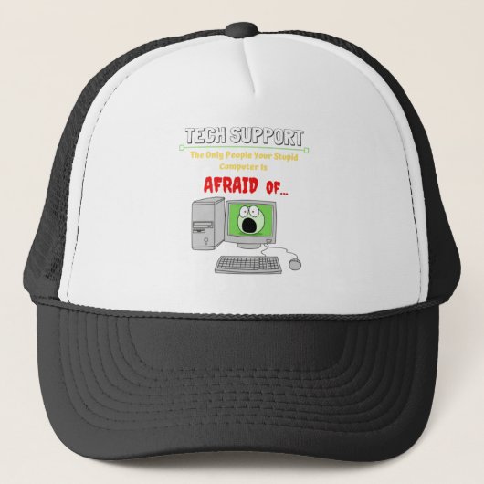 Grappig technische ondersteuning, stuitende comput trucker pet (Voorkant)