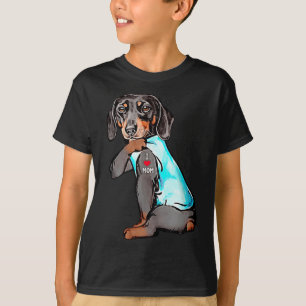 Grappig teckel hond Tattoo Ik hou van mama Dogmom T-shirt
