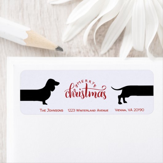 Grappig teckel Kerstmis retour label (Insitu)