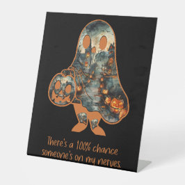 Grappig Teken Sarcastische Humor Ghost Halloween D Reclamebord Met Voetstuk