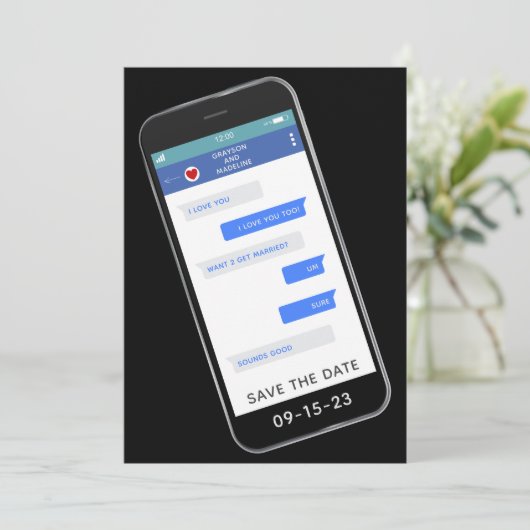 Grappig tekstbericht dat de datum bewaart save the date (Staand voorkant)