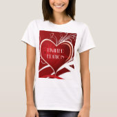 Grappig tekstontwerp en groot rood hart t-shirt (Voorkant)
