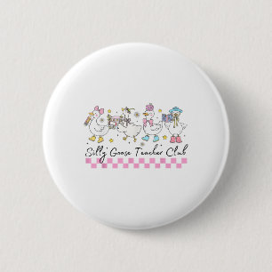 Grappig Terug naar school Gekke Goose Teacher Club Ronde Button 5,7 Cm