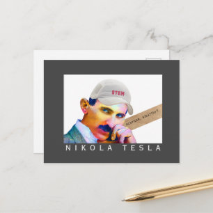 Grappig Tesla-portret   Briefkaart