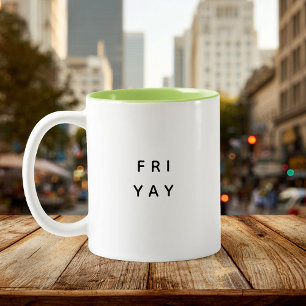 Grappig TGIF Godzijdank is het vrijdagcitaat Cute  Tweekleurige Koffiemok