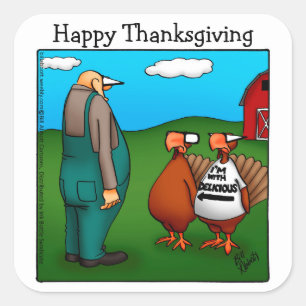 Grappig Thanksgiving "Ik ben met Delicious" sticke Vierkante Sticker