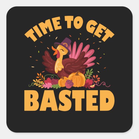 Grappig Thanksgiving, tijd om te verslaan Vierkante Sticker (Voorkant)