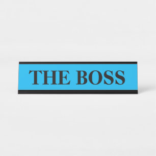 Grappig "The Boss" bureaunaam bord - blauw bord Bureau Naambordje