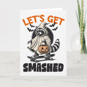 Grappig  thema Raccoon Skateboard Halloween Feestdagen Kaart